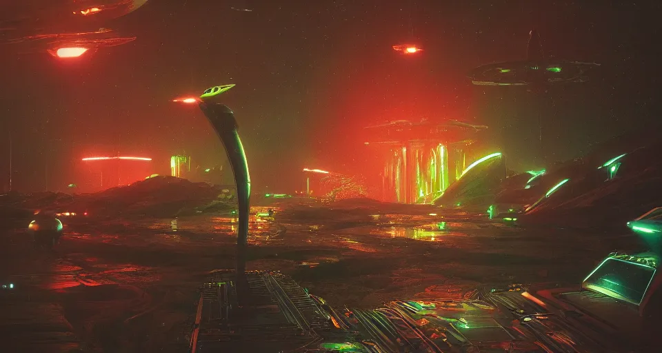 Image similar to an alien infographic about space, forestpunk, neon lights, moody atmosphere, epic composition, dramatic lighting, trending on artstation, octane render, by stanley kubrick