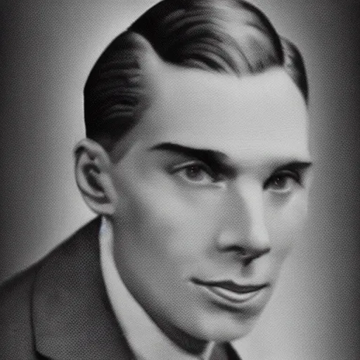 Image similar to A photograph portrait of Jerma985 wearing a suit with short slicked hair in the early 1930s, taken in the early 1930s, grainy, taken on a early 1930s Kodak Camera, realistic, hyperrealistic, very realistic, highly detailed, very detailed, extremely detailed, detailed, digital art, trending on artstation