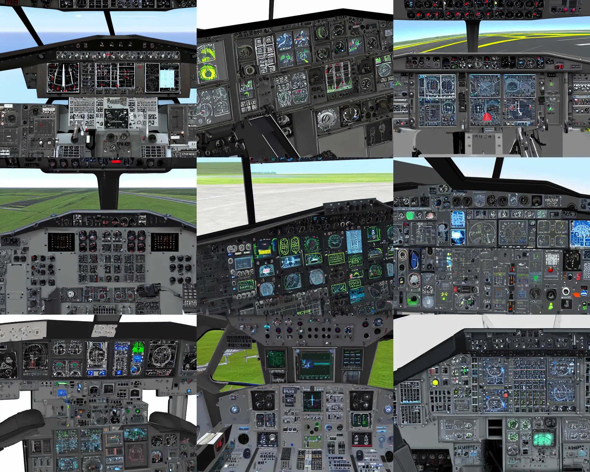 Prompt: cockpit panel, control column, flight simulator x