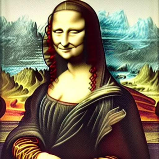 Prompt: painting of Mona Lisa dabbing