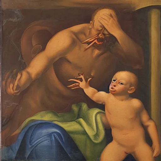 Image similar to saturn devouring his son, painting reproduction