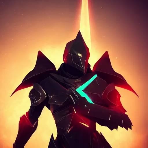 Image similar to “ anthro dragon wearing shiny black low poly sharp angular edgy polygonal sci - fi armor cinematic shot dynamic pose red glowing lines deviant art art station 4 k octane render war frame fanart destiny 2 fanart ”