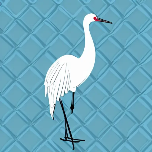 Image similar to tesselating texture of a crane, 2d, symmetric, clear lines, minimalistic, limited color palette