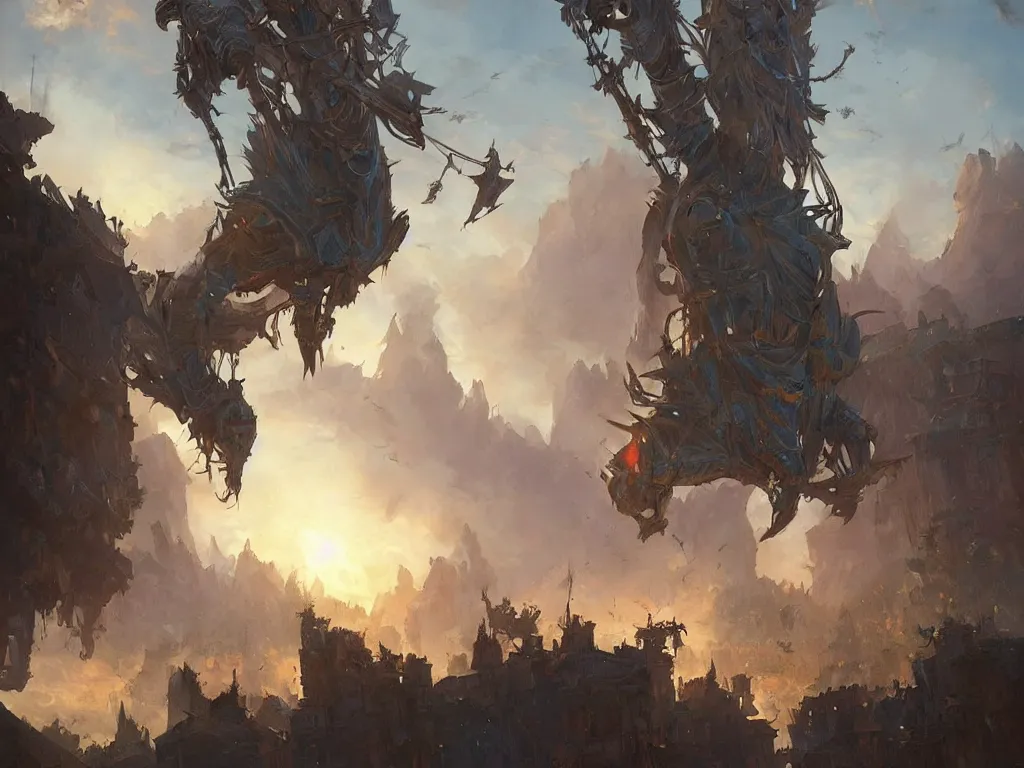 Image similar to knight riding a crane at dawn, hearthstone art style, epic fantasy style art by Craig Mullins, fantasy epic digital art, epic fantasy card game art by Greg Rutkowski