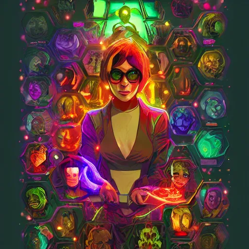 Image similar to skill magic geek inside matrix deepdream radiating a glowing aura stuff loot legends stylized digital illustration video game icon artstation lois van baarle, ilya kuvshinov, rossdraws,