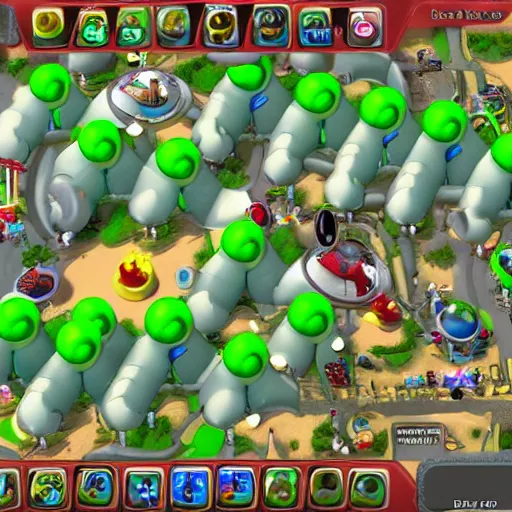 Image similar to pov from a bloon in bloons tower defense