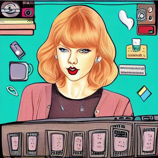 Image similar to Taylor Swift in the style of the LoFi Beats girl