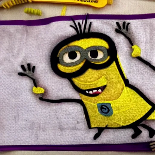 Prompt: A screaming photorealistic minion made of severed body parts and human organs being sewn together by medical professionals