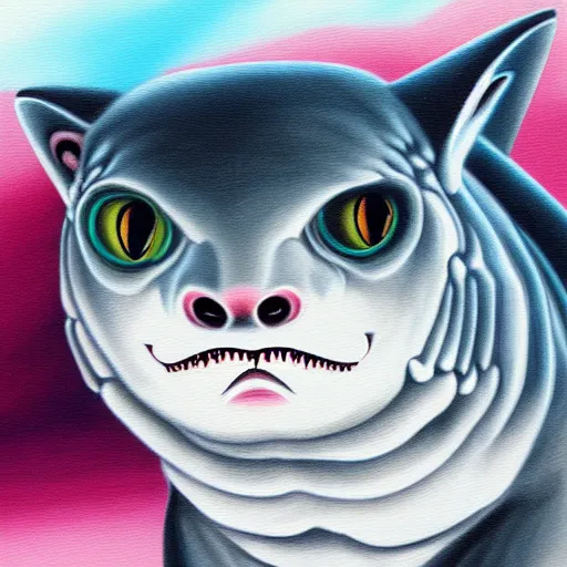 Prompt: shark cat hybrid, detailed ilustration, oil paint