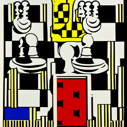 Prompt: chess, by roy lichtenstein, pop art,