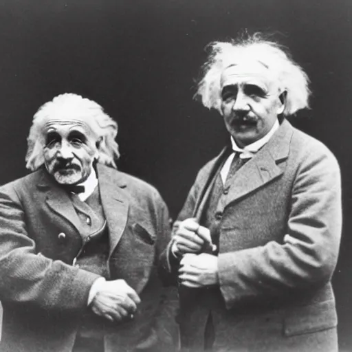 Prompt: vintage photo of Einstein and Thomas Alva Edison