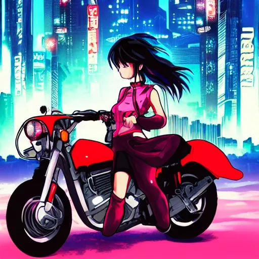 anime girl driving a motorcycle in an akira inspired | Stable Diffusion |  OpenArt