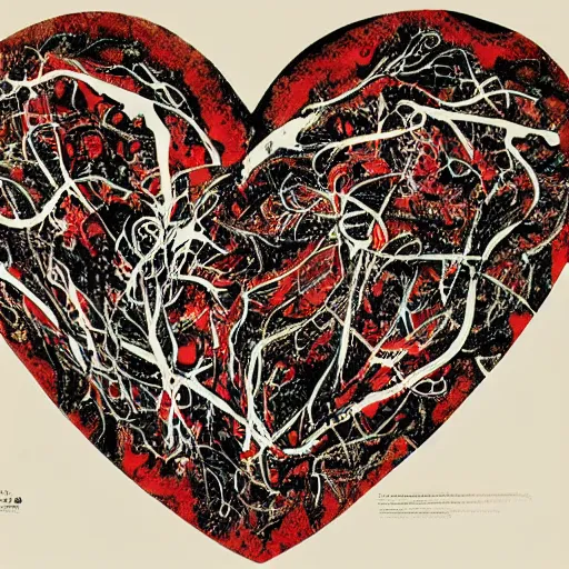 Image similar to anatomical heart in the style of jackson pollock anatomically correct