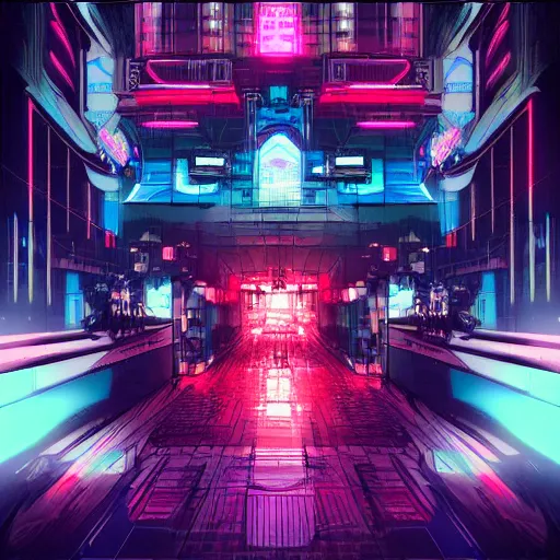 Image similar to chatedral in heaven,cyberpunk,retrowave art,trending on art station