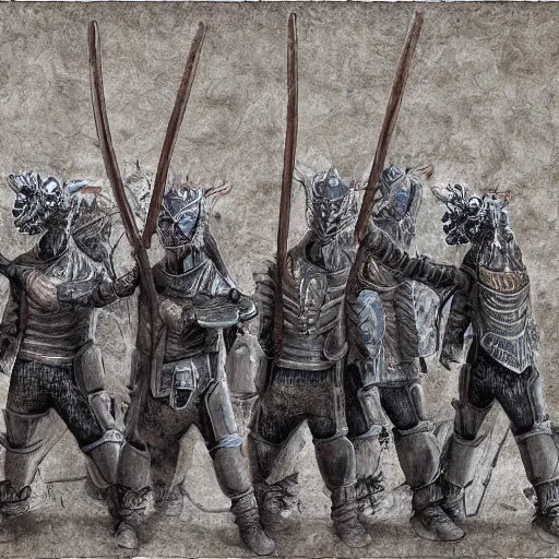 Image similar to phalanx of ashigaru mice, cinematic digital painting by deak ferrand