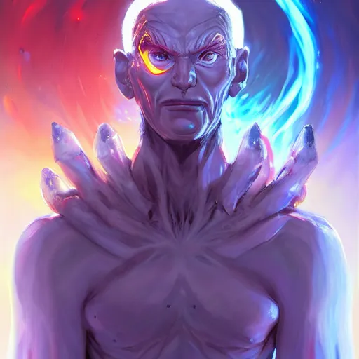 Prompt: anime portrait of an alien as a shaman yedi using dark force to eliminate trump as an anime antagonist by Stanley Artgerm Lau, WLOP, Rossdraws, James Jean, Andrei Riabovitchev, Marc Simonetti, and Sakimichan, trending on artstation