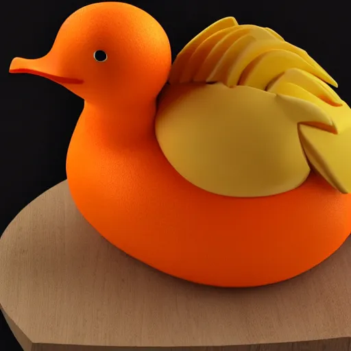 Prompt: An orange duck that is made of bread, realistic, ultra high detail, 8k.