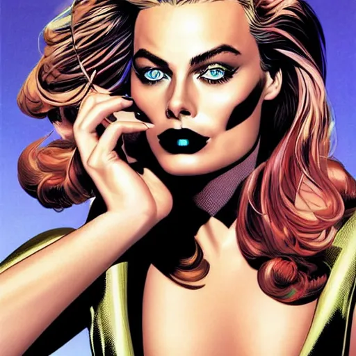 Image similar to eye shadow makeup margot robbie by artgem by brian bolland by alex ross by artgem by brian bolland by alex rossby artgem by brian bolland by alex ross by artgem by brian bolland by alex ross