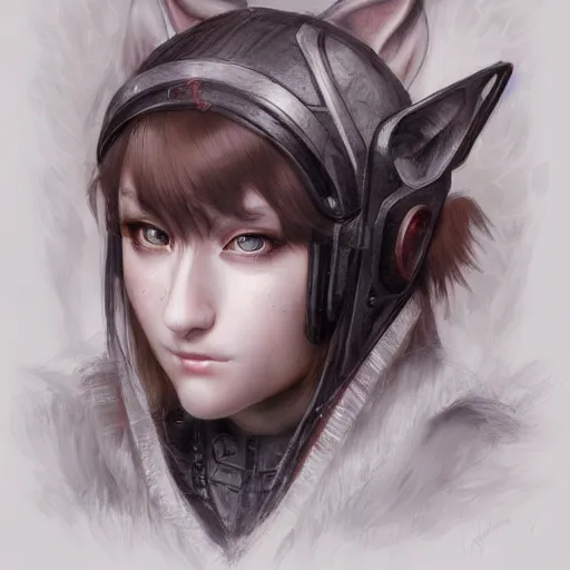 Image similar to portrait of an elf girl by ayami kojima, she is about 2 0 years old, mixture between british and japanese, black bob hair, and she is wearing a modern tactical gear, scifi, highly detailed portrait, digital painting, artstation, concept art, smooth, sharp foccus ilustration, artstation hq