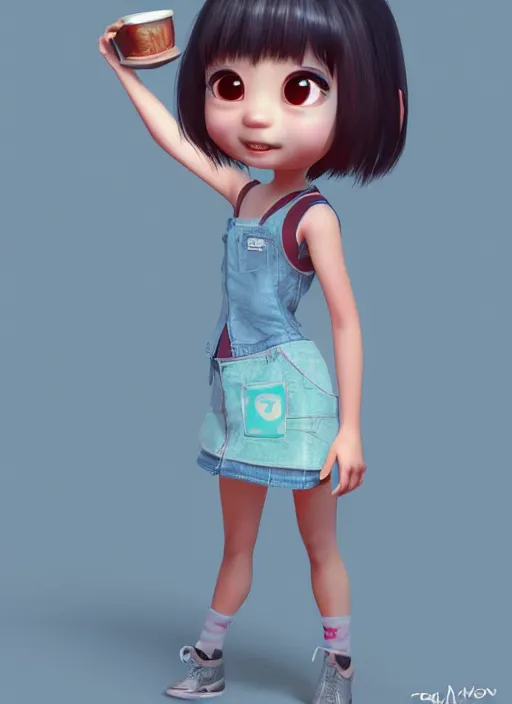 Prompt: a cute asian girl, in the style of pixar animation, full body shot, viewed from bellow, award winning, hyper detailed, studio lighting, artstation, octane renderer, unreal engine