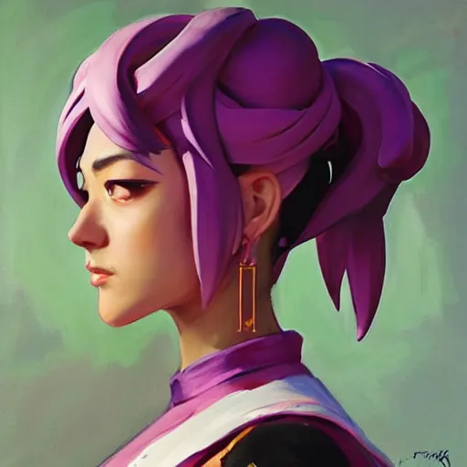 Image similar to greg manchess portrait painting of sakura from fortnite as overwatch character, medium shot, asymmetrical, profile picture, organic painting, sunny day, matte painting, bold shapes, hard edges, street art, trending on artstation, by huang guangjian, gil elvgren, ruan jia, greg rutkowski, gaston bussiere