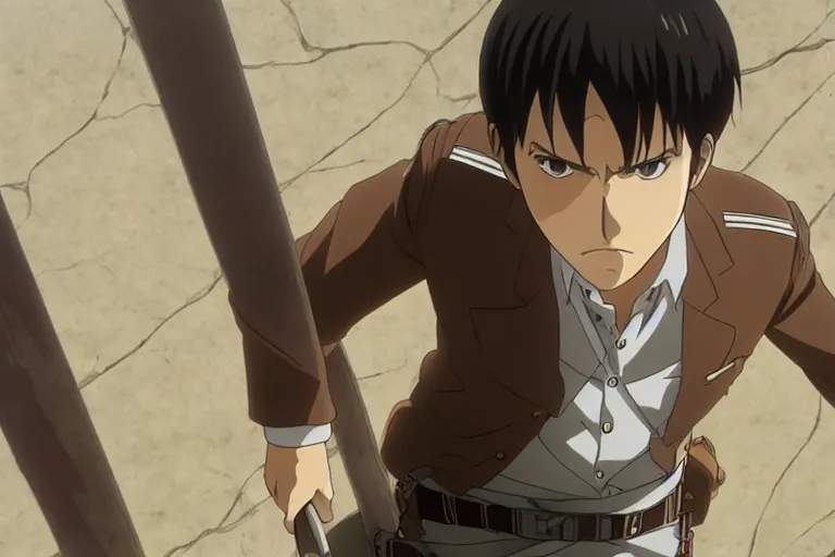 Levi Ackerman from Attack on Titan using lightsabers,, Stable Diffusion