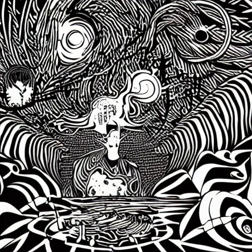 Image similar to psychedelic mcbess illustration