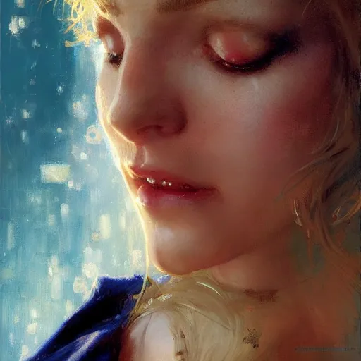 Image similar to detailed cinematic wide shot of beautiful attractive blonde vampire woman slim face symettrical face clean skin blue eyes black robe smooth, sharp focus, ultra realistic, spring light, painting by gaston bussiere, craig mullins, j. c. leyendecker