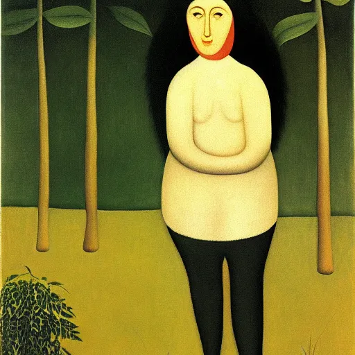 Prompt: a woman by henri rousseau