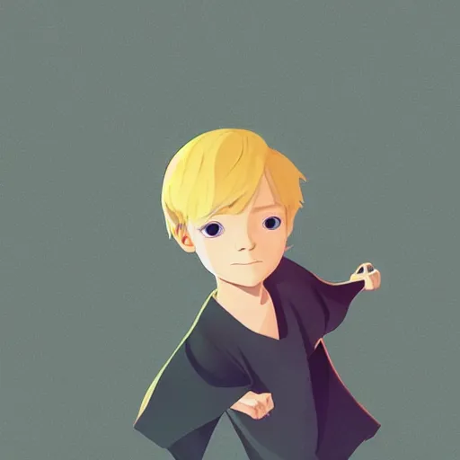 Prompt: yellow eyed blonde boy wearing a brown cape and flying in t pose, clean cel shaded vector art. shutterstock. behance hd by lois van baarle, artgem, helen huang, by makoto shinkai and ilya kuvshinov, rossdraws, illustration