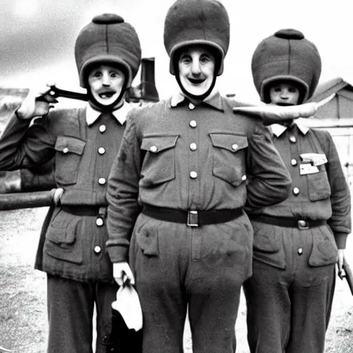 Image similar to German WW2 officers dressed up as the teletubbies