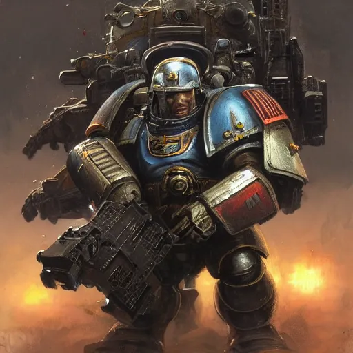 Image similar to Space Marine, closeup character art by Marc Lee, Vladimir Krisetskiy, Donato Giancola, Craig Mullins digital art, trending on artstation