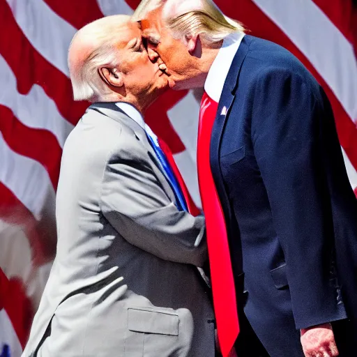 Prompt: joe biden kissing donald trump, photograph