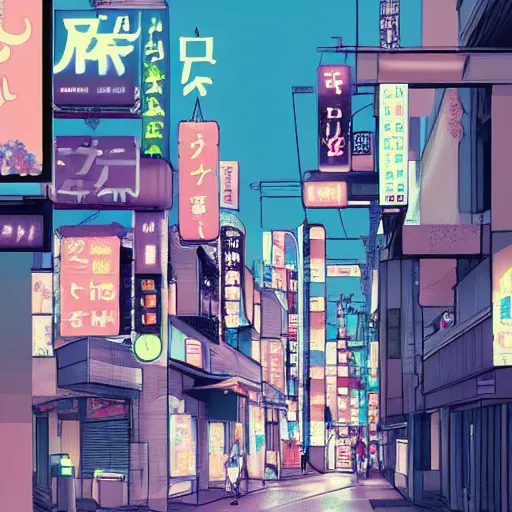 Image similar to pastel colored digital art of tokyo, trending on artstation