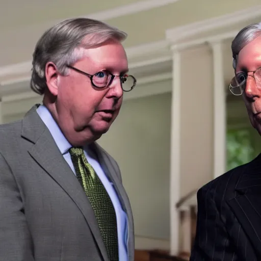 Prompt: lindsey graham and mitch mcconnell strung out on uppers and in search of a fix, hdr 4k photograph, ultrarealistic