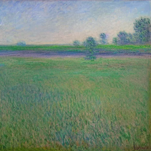 Prompt: a big tear in reality opens over a calm field in summer, award-winning, trending on artstation, oil on canvas, masterpiece, in the style of Claude Monet