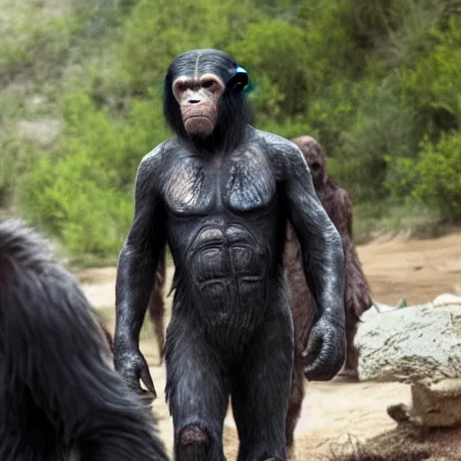 Image similar to Keanu Reeves In planet of the apes Very detailed 4K quality Super Realistic