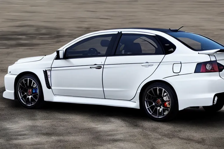 Prompt: photo of Mitsubishi Lancer Evolution XI 11 2022 2 door sedan concept car