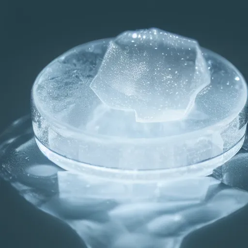 Image similar to Macro Shot of Clear Ice with light reflecting and bouncing inside, hyperrealistic rendering, subsurface scattering, raytracing, pathtracing, illumination, magical lighting