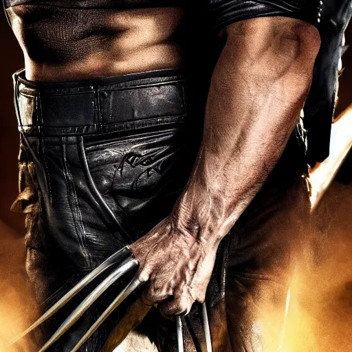 Image similar to Tom Hardy as wolverine in Black leather suit Digital art 4K quality Photorealism