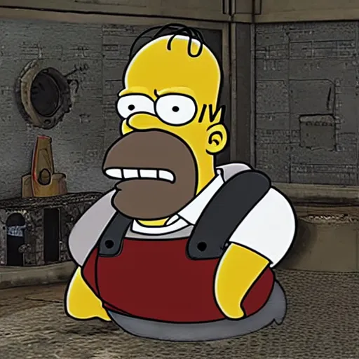 Prompt: Homer Simpson in Gears of War