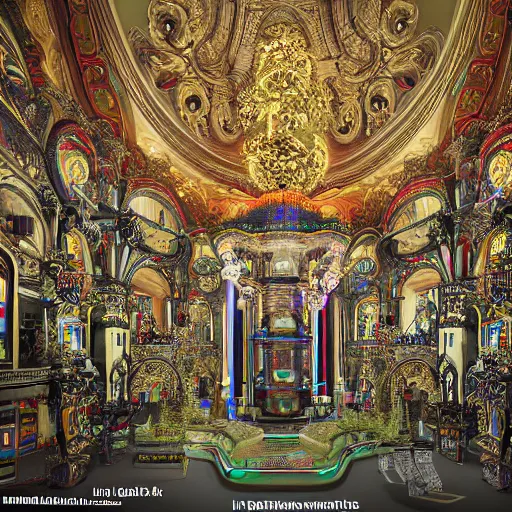 Prompt: the munificent laboratory + 8k, optane render, incredible post-processing lighting, godrays, center frame, intricate details, ultra-detailed, hyperrealistic, ornate, luxurious, colossal, filigree, multi-leveled, surrounded by gardens, pristine, epoxy style, a large single tower in center that is the focus, multicolored, exotic, zaha hadid architecture, incredible lighting, ray traced reflections, lots of windows, trending on artstation. epic composition, wide angle, intense, cinematic, awe-inspiring, by Miyazaki, Nausicaa Ghibli, Breath of The Wild