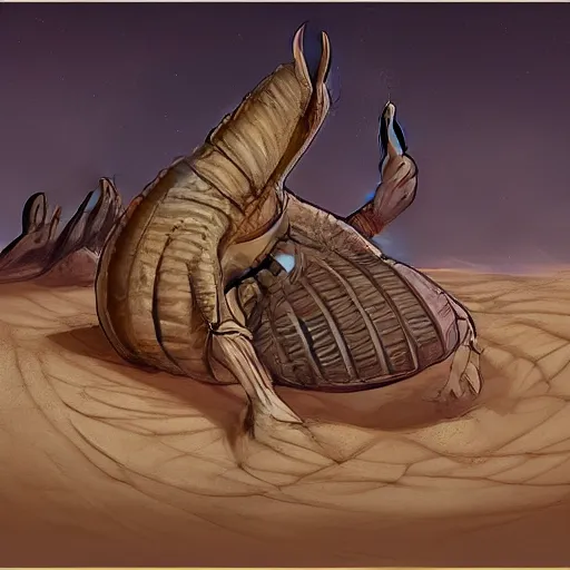 Prompt: joe biden's with dune sandworm body shai-hulud, artstation, sandworm, shai-hulud, shai hulud