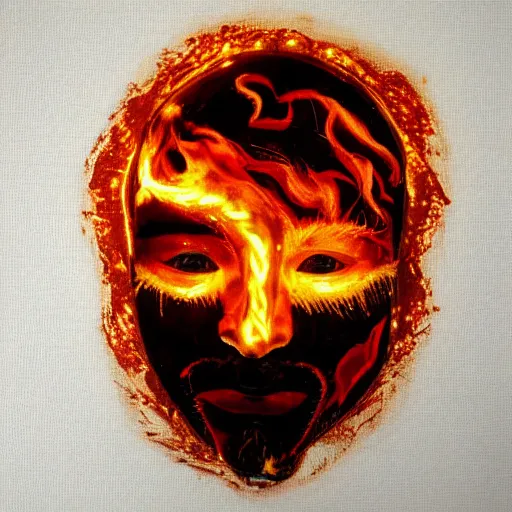 Image similar to image with male face made of fire, artistic drawing, made entirely from painted flames, made entirely from painted flames, made entirely from painted flames, made entirely from painted flames, made entirely from painted flames, trending on Artstation