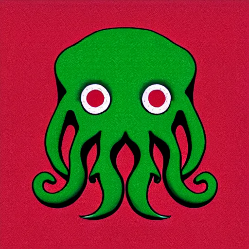 Image similar to a cute cthulhu icon drawn in the style of rockwell kent