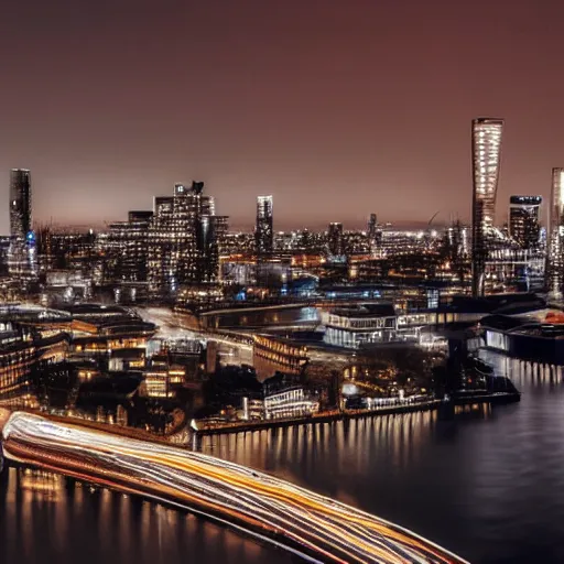 Prompt: skyline of rotterdam at night, 4k, photorealistic