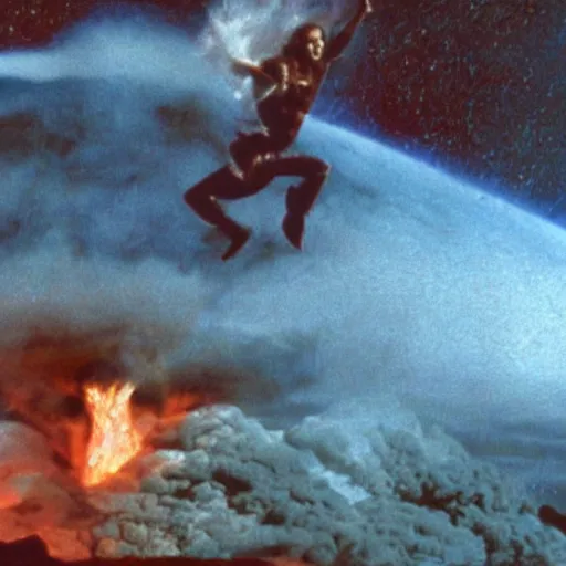 Prompt: captain kirk falling into a volcano