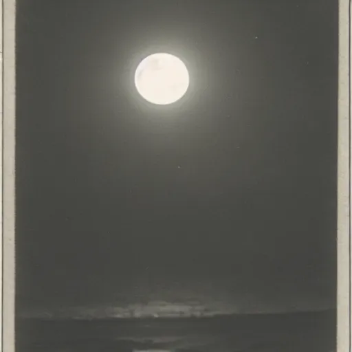 Prompt: an early 1 9 0 0 s photograph of an alien egg on the beach, moonlight, at nighttime,