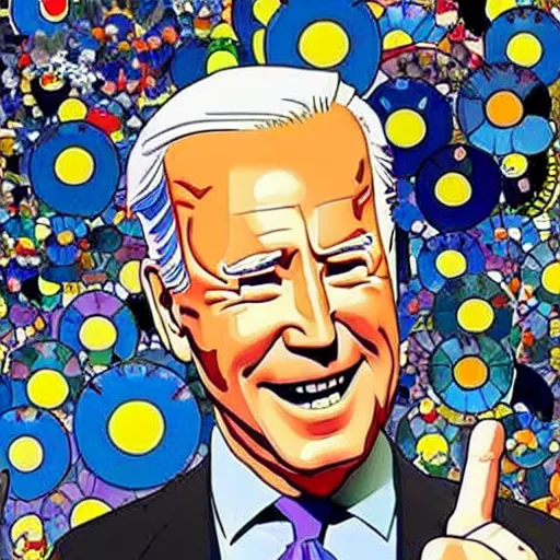 Image similar to a portrait of joe biden in the style of takashi murakami 4 k