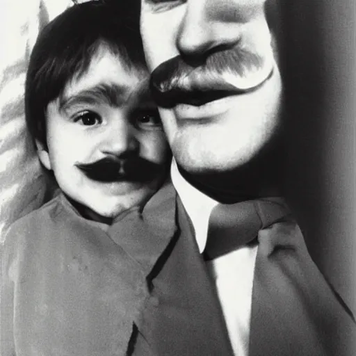 Image similar to baby Nathan Fillion with mustache